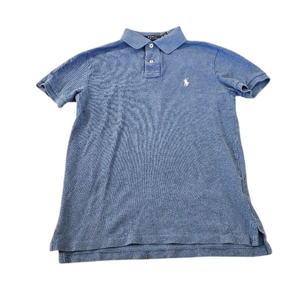 Polo Ralph Lauren Mens XS Blue Heathered Cotton Pique Short Sleeve Polo Shirt